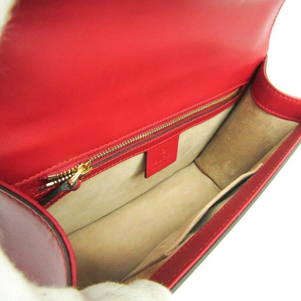 GUCCI Red Leather Sylvie Shoulder Bag - Picture 3 of 14
